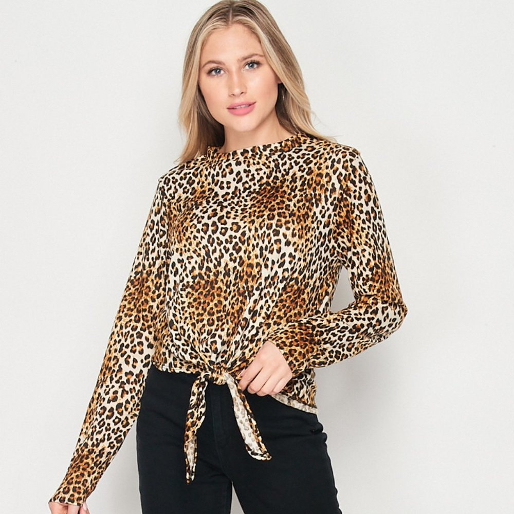 Wild Thing Tie Front Animal Print Top